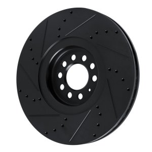 Audi TT Quattro Brake Rotor (1) - Right Front - R1 Concepts - Drilled & Slotted - Black - `04-`06